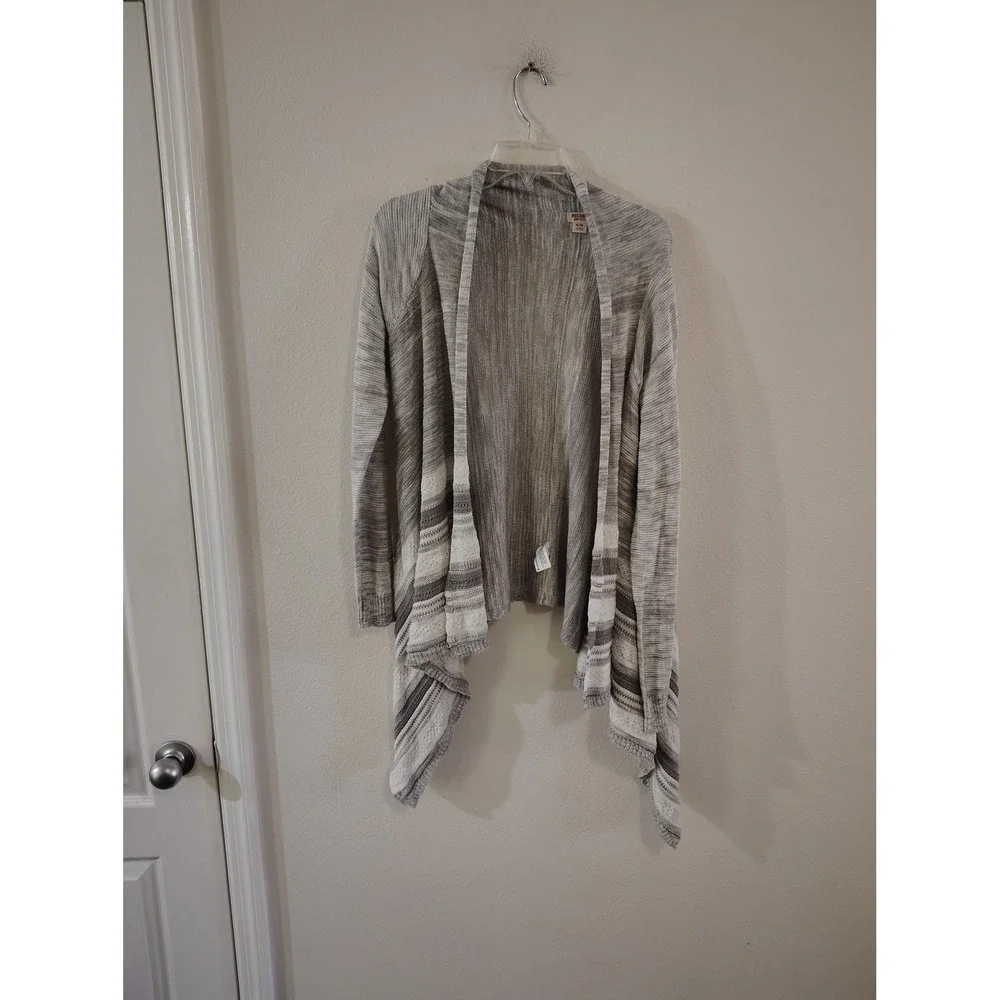 Mossimo Supply Co Womens XL Grey White Space Dye Waterfall Draped Cardigan